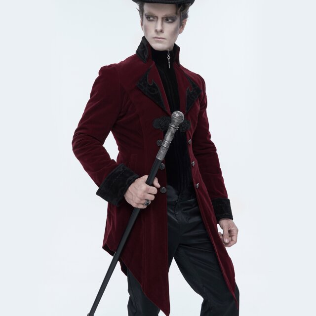 Red velvet tailcoat Fitzgerald - size: XL