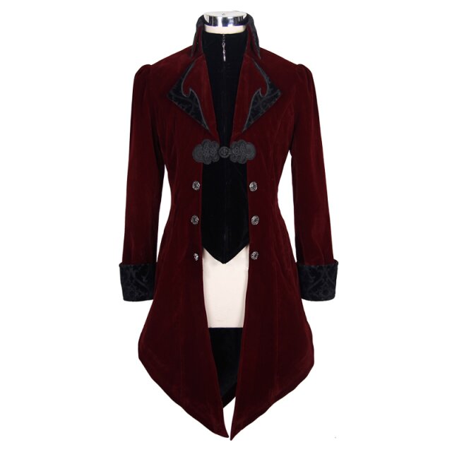 Red velvet tailcoat Fitzgerald - size: XL