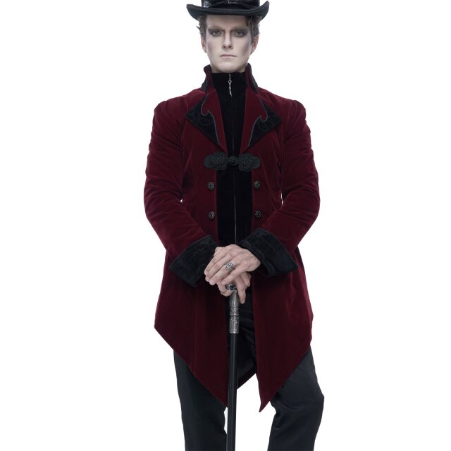 Red velvet tailcoat Fitzgerald - size: XL