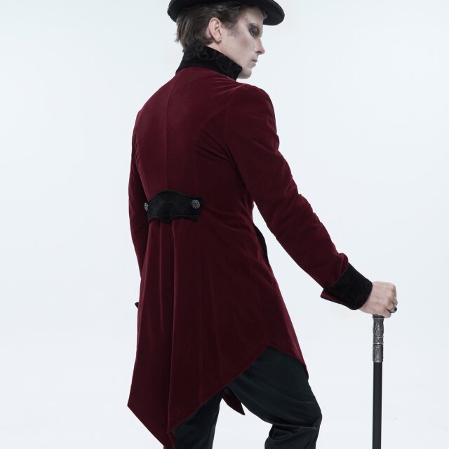 Red velvet tailcoat Fitzgerald - size: XL