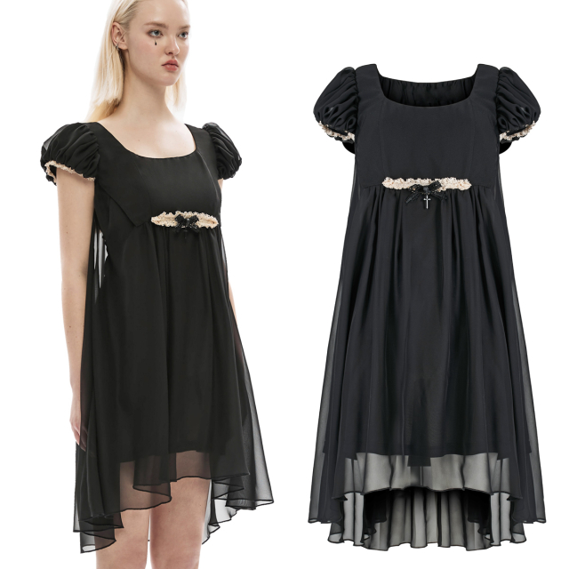 PUNK RAVE gothic mini dress (OPQ-1231BK) in babydoll look...