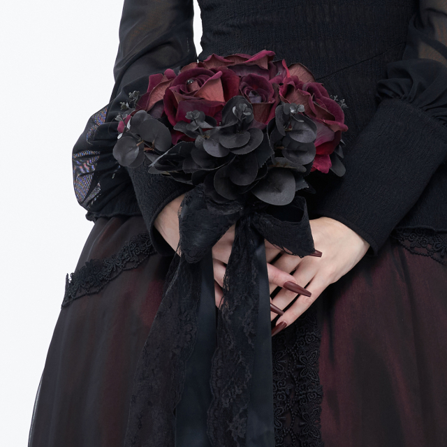 Rot-schwarzer Kunstrosenstrauß Gothic Bouquet