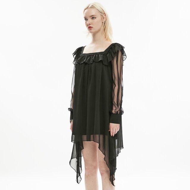 Chiffon Gothic Mini Dress Terror Doll black