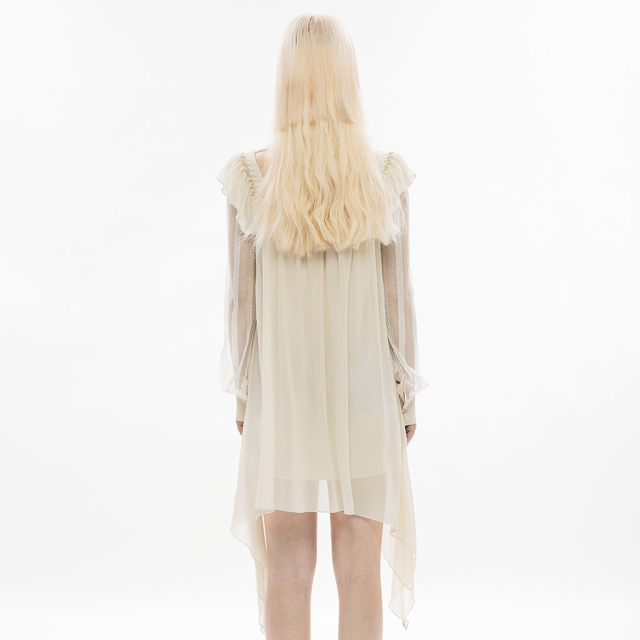 Chiffon Gothic Mini Dress Terror Doll off-white