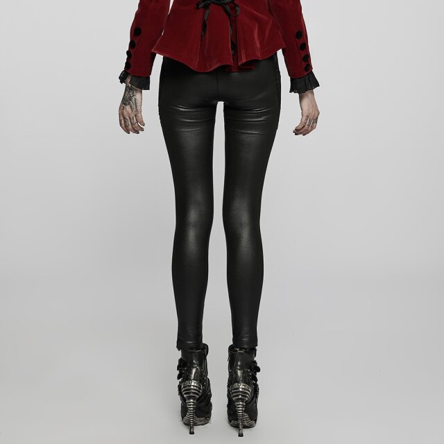 Wetlook Leggings Prodigy mit Spitzenornament und rotem Akzent 3XL