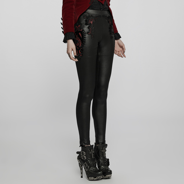 Wetlook leggings Prodigy with lace ornament and red accent
