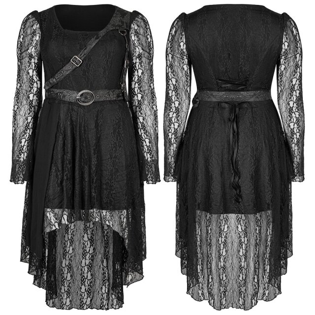 PUNK RAVE mystisches Vokuhila Kleid Sigrún aus Spitze XXL-3XL