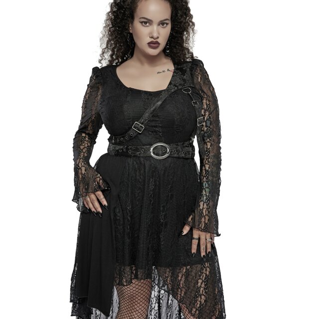 PUNK RAVE mystisches Vokuhila Kleid Sigrún aus Spitze XXL-3XL