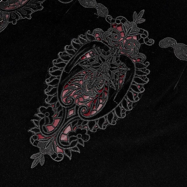 Velvet Mini Skirt Lunatika with Lace Ornament and Red Details
