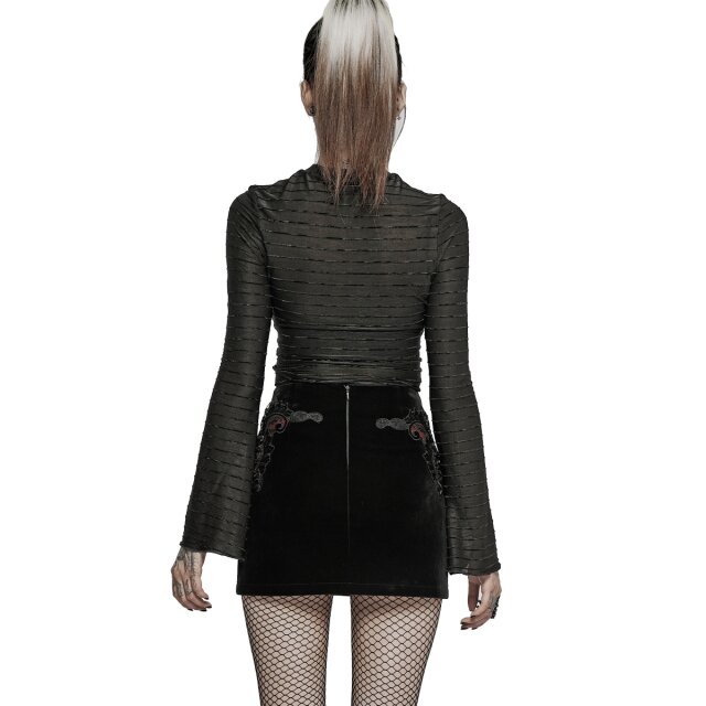 Velvet Mini Skirt Lunatika with Lace Ornament and Red Details