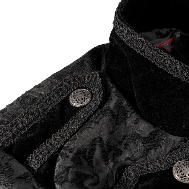 Gothic-Brokat-Gehrock / Kurzmantel Dark Symphony schwarz-schwarz XS