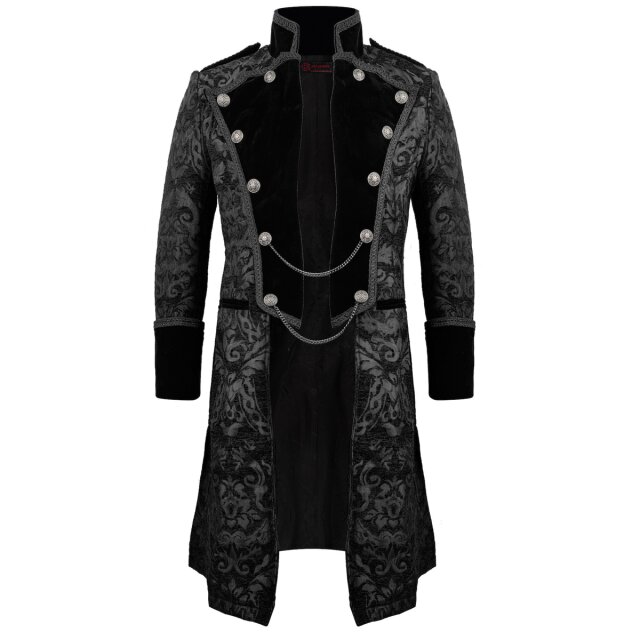 Gothic-Brokat-Gehrock / Kurzmantel Dark Symphony schwarz-schwarz XL