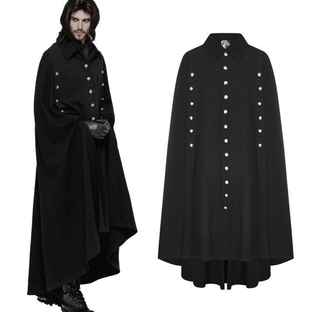 Punk Rave Y-878 Long black men cape. Gothic LARP & Halloween medieval clothing