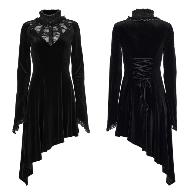 Punk Rave Velvet Dress Moon Maiden with Lace Collar