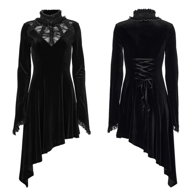 Punk Rave Samtkleid Moon Maiden mit Spitzenkragen L