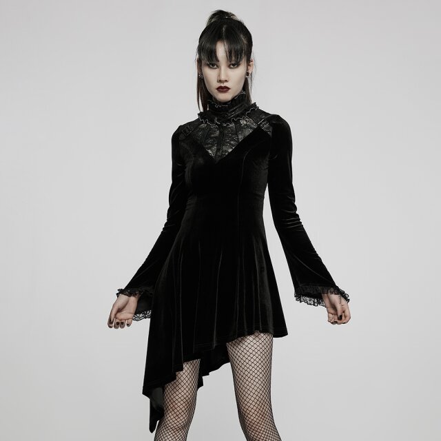 Punk Rave Samtkleid Moon Maiden mit Spitzenkragen L