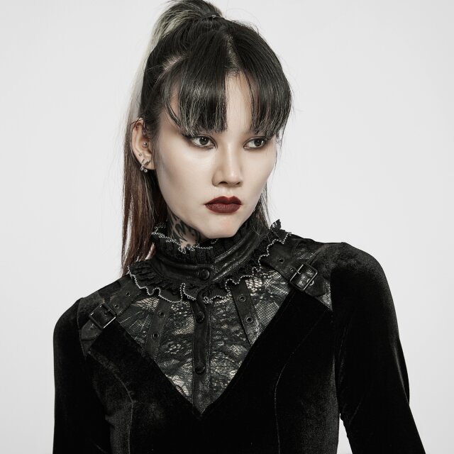 Punk Rave Samtkleid Moon Maiden mit Spitzenkragen 3XL