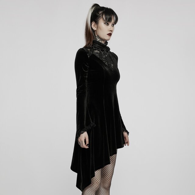 Punk Rave Samtkleid Moon Maiden mit Spitzenkragen 3XL
