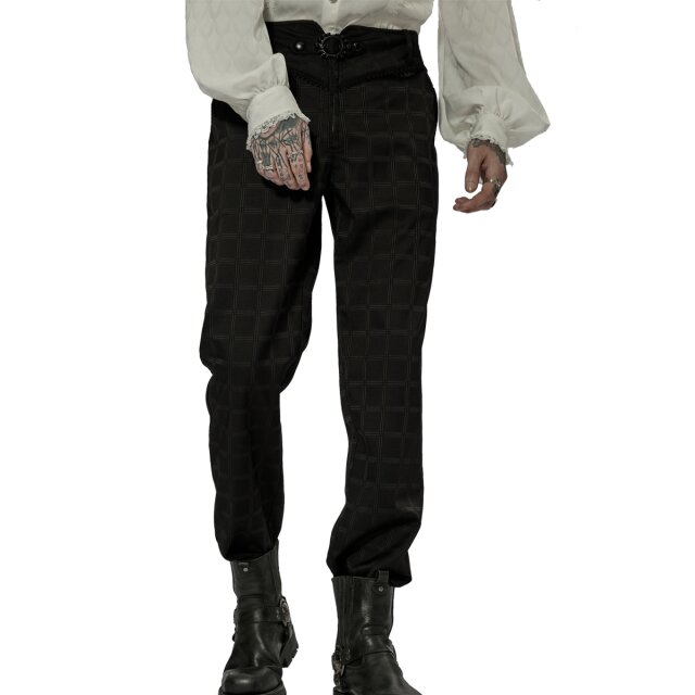 PUNK RAVE Steampunk trousers Professor with check pattern
