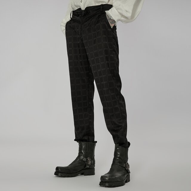 PUNK RAVE Steampunk Hose Professor mit Karo-Muster XXL