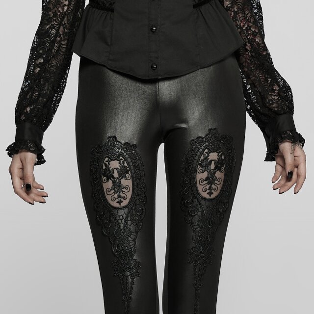 PUNK RAVE Wetlook-Leggings Eternity mit Spitzenornament 4XL