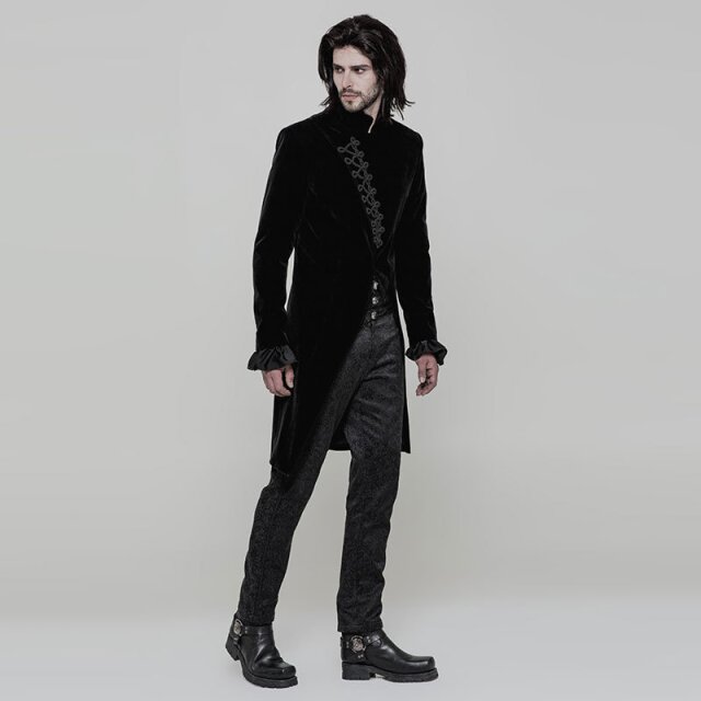 Asymmetrical velvet cord frock coat Winston with trimmings