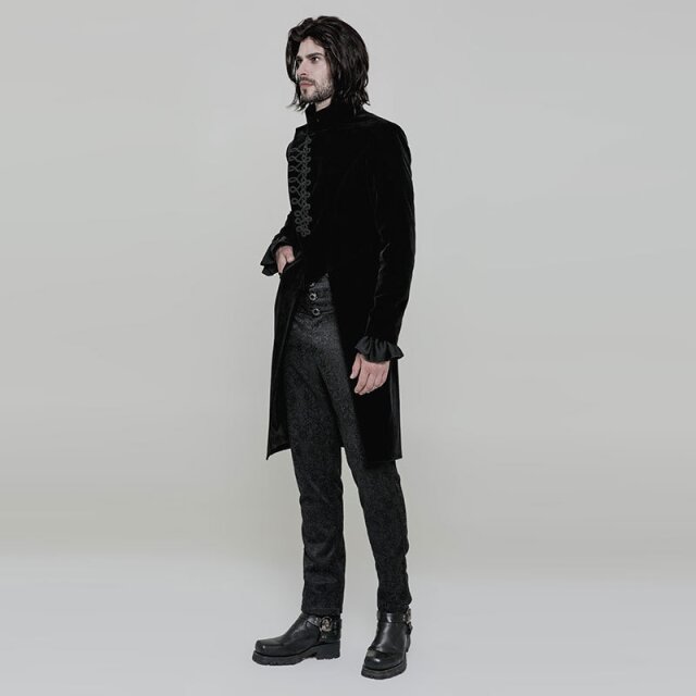 Asymmetrical velvet cord frock coat Winston with trimmings