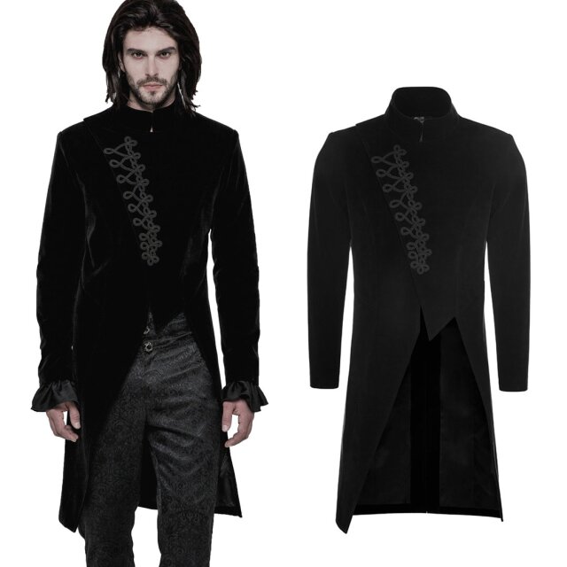 PUNK RAVE OY-867 noble black mens velvet cord frock coat / tailcoat. gothic victorian menswear