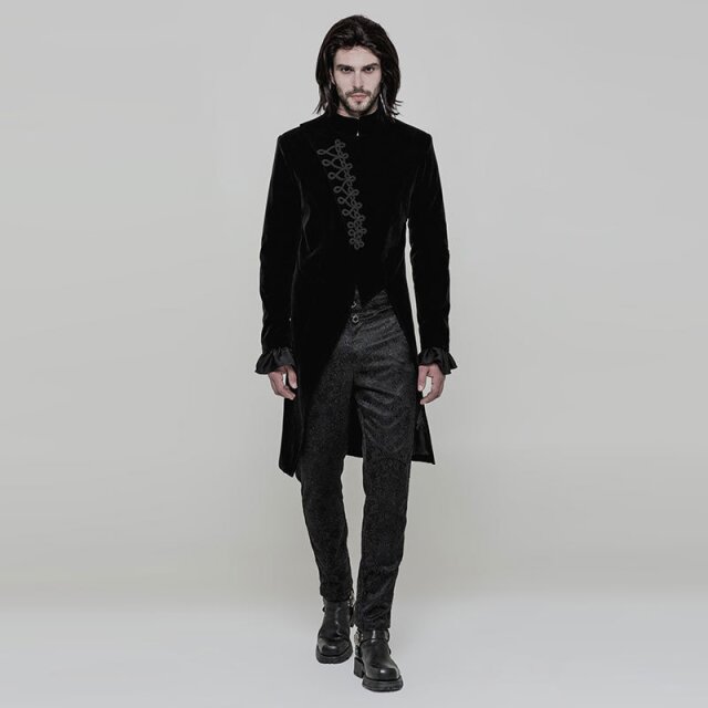 Asymmetrical velvet cord frock coat Winston with trimmings