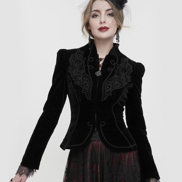 Viktorianische Samtjacke Emma in schwarz oder rot schwarz L