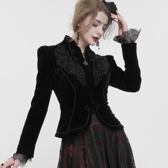Victorian Velvet Jacket Emma in Black or Red black