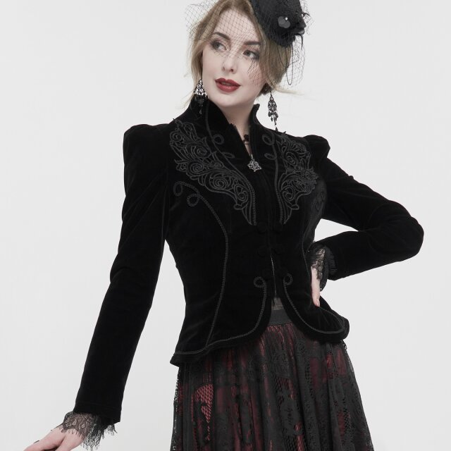 Victorian Velvet Jacket Emma in Black or Red black