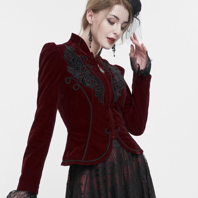 Viktorianische Samtjacke Emma in schwarz oder rot rot XL