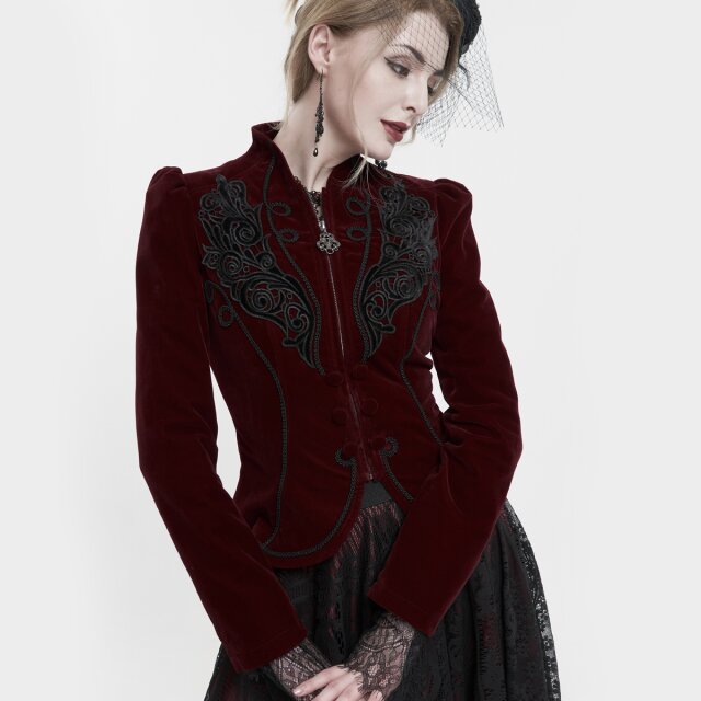 Viktorianische Samtjacke Emma in schwarz oder rot rot 3XL