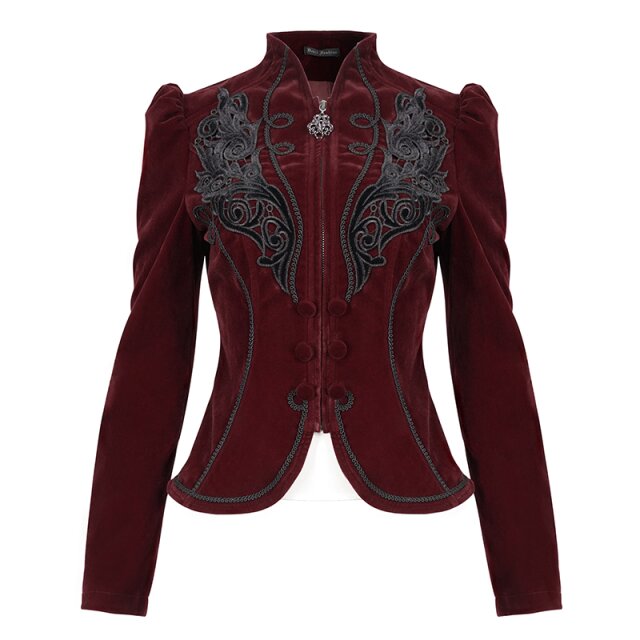 Viktorianische Samtjacke Emma in schwarz oder rot rot 3XL