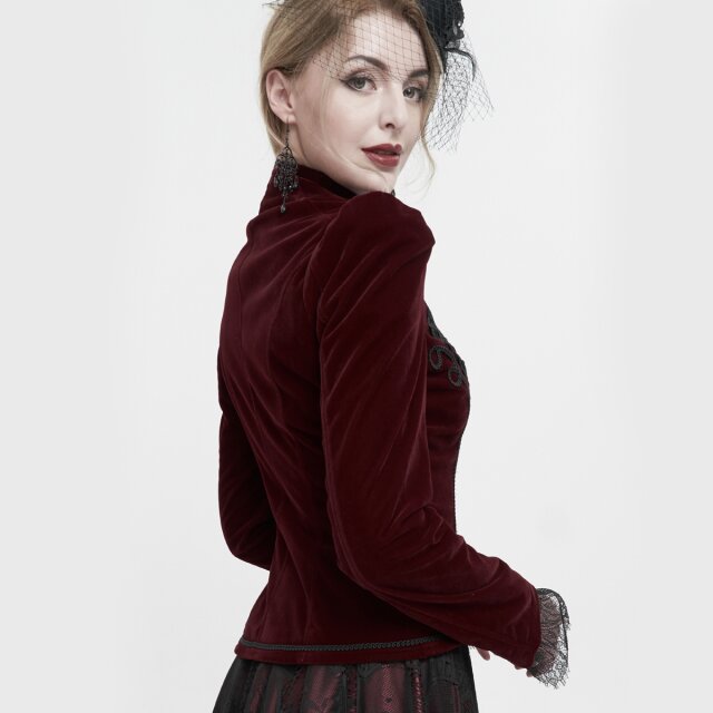Viktorianische Samtjacke Emma in schwarz oder rot rot 3XL