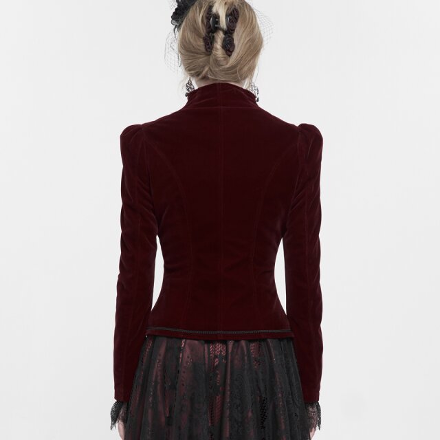 Viktorianische Samtjacke Emma in schwarz oder rot rot 3XL