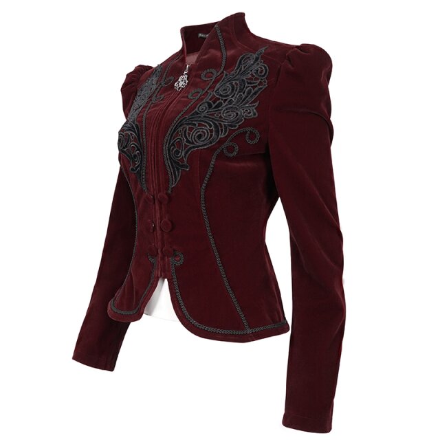 Viktorianische Samtjacke Emma in schwarz oder rot rot 3XL