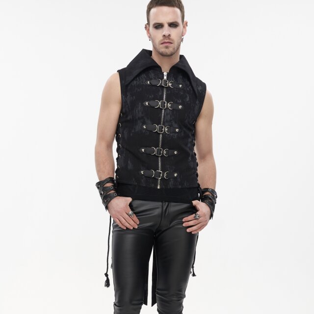 Fleckige Devil Fashion Denim-Weste No Return XXL