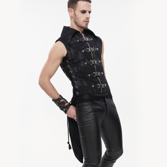 Fleckige Devil Fashion Denim-Weste No Return XXL