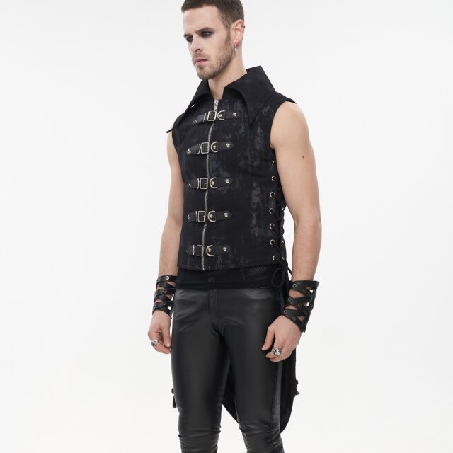 Fleckige Devil Fashion Denim-Weste No Return XXL