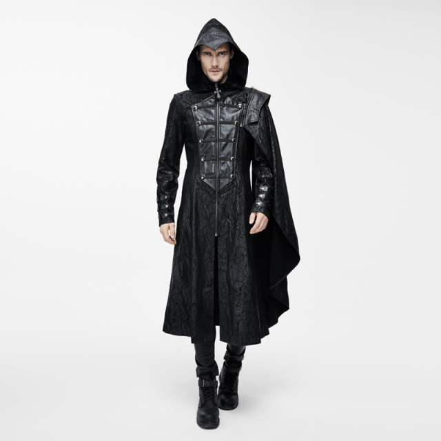 Calf-length Uniform Mens Coat Ripper with detachable shoulder cape - size: S