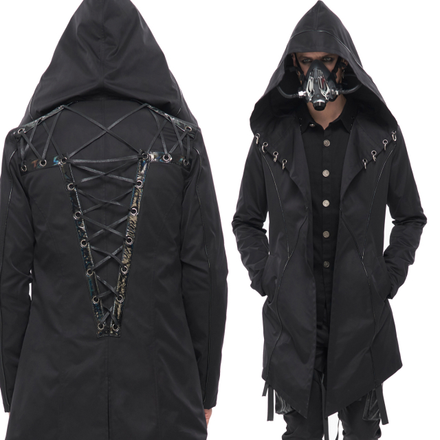Devil Fashion short coat (CT195) with oversized hood with...