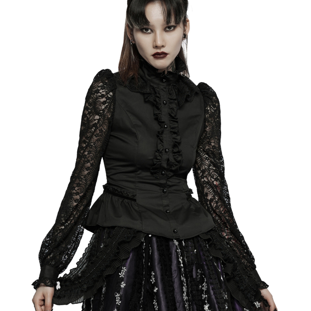 Victorian-Goth Bluse Firmament mit Schößchen...