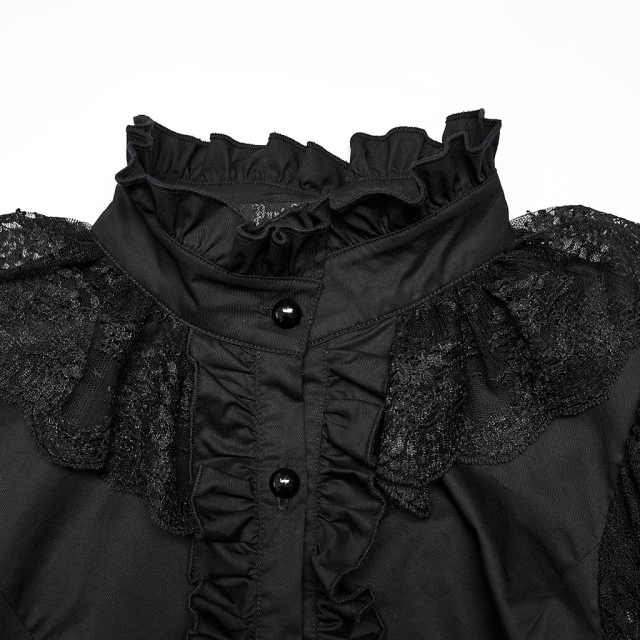 Victorian-Goth Shirt Firmament with Peplum and Lace