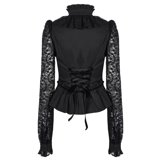 Victorian-Goth Bluse Firmament mit Schößchen und Spitze 4XL