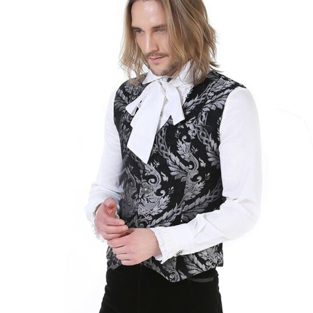 Gothic Brocade Waistcoat Tepes XL silver