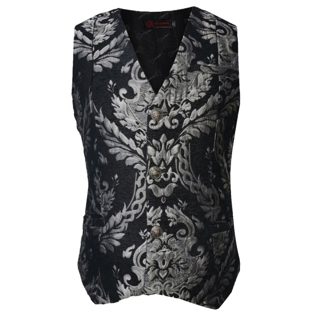 Gothic brocade waistcoat by Pentagramme made of heavy tone-in-tone patterned brocade, straight cut single breasted buttoned in sizes XS till 5XL