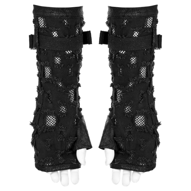 PUNK RAVE Distressed Arm Warmers with Buckles