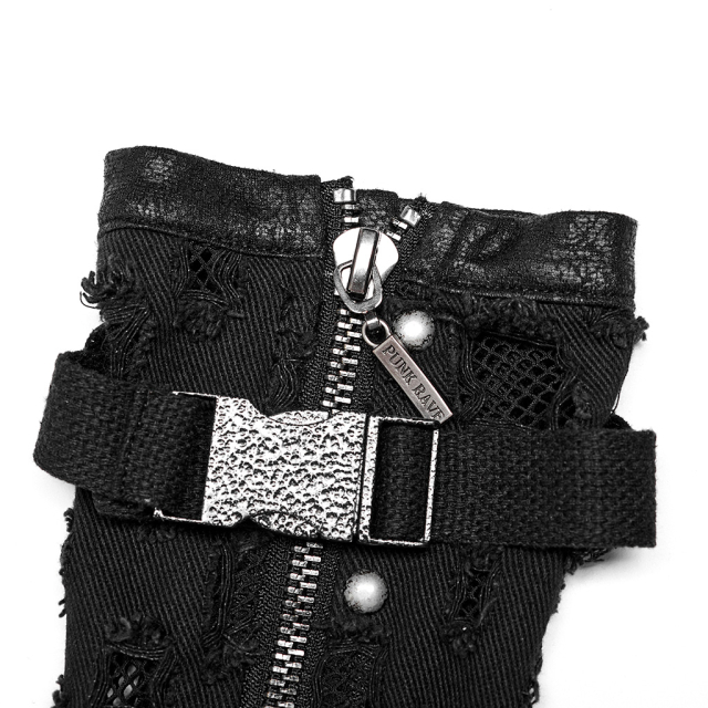 PUNK RAVE Distressed Arm Warmers with Buckles